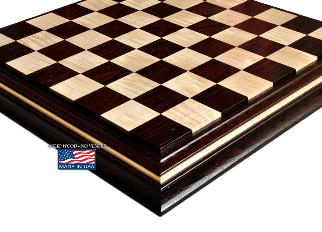 Signature Contemporary II Chess Board - African Palisander/ Curly Maple - 2.5" Squares - Image 6