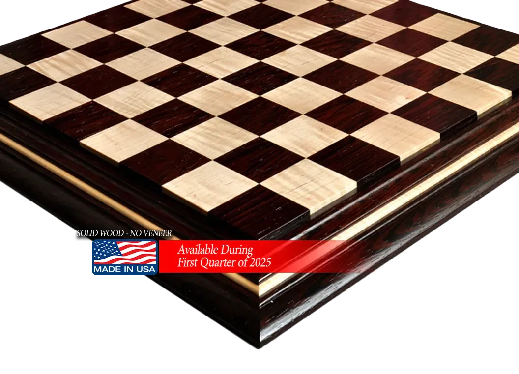 Signature Contemporary II Chess Board - African Palisander/ Curly Maple - 2.5" Squares - Image 7