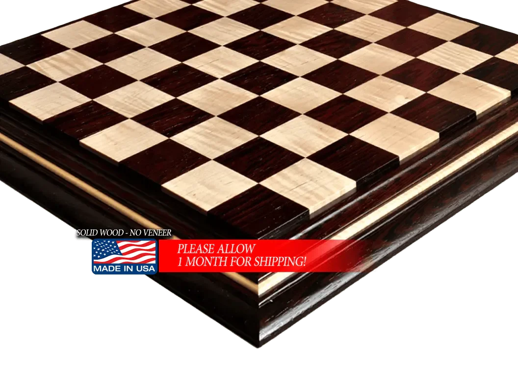 Signature Contemporary II Chess Board - African Palisander/ Curly Maple - 2.5" Squares - Image 8