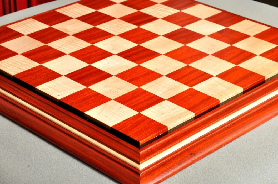 Signature Contemporary II Chess Board - Padauk/ Curly Maple - 2.5" Squares - Image 2