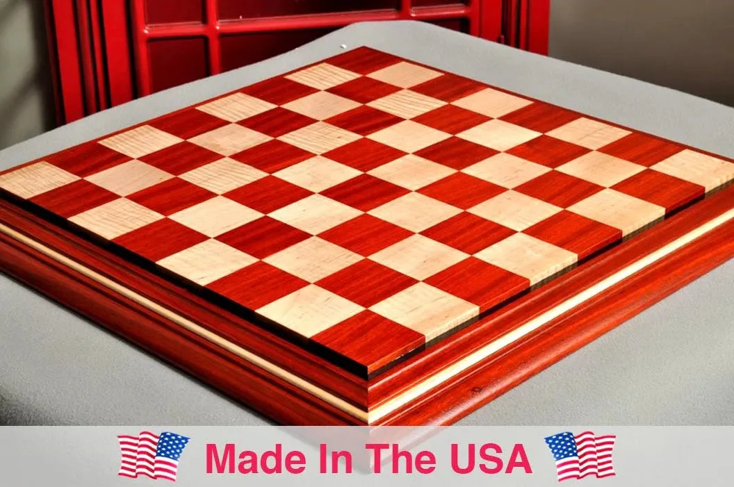 PRE-ORDER - Signature Contemporary II Chess Board - Padauk / Curly Maple - 2.5" Squares - Image 6