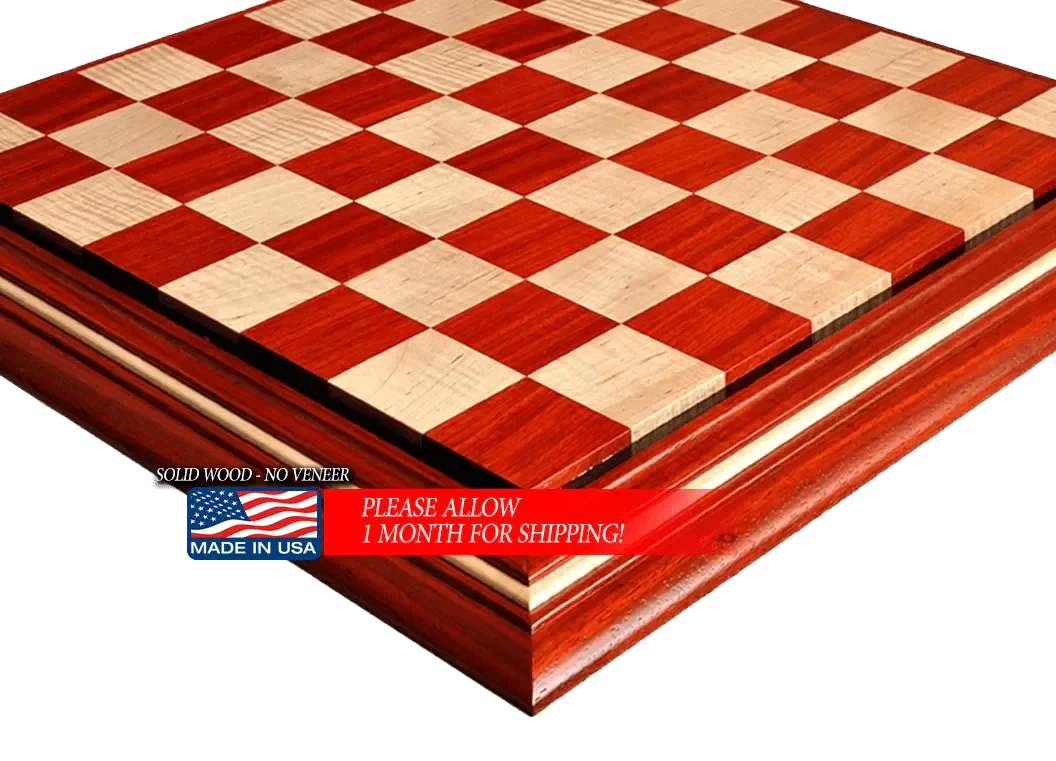 Signature Contemporary II Chess Board - Padauk/ Curly Maple - 2.5" Squares - Image 8