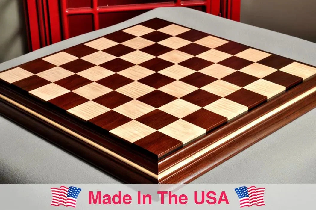 PRE-ORDER - Signature Contemporary II Chess Board - Peruvian Nogal / Curly Maple - 2.5" Squares - Image 6