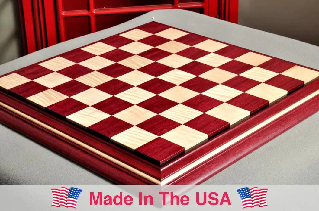 PRE-ORDER - Signature Contemporary II Chess Board - Purpleheart / Curly Maple - 2.5" Squares - Image 6