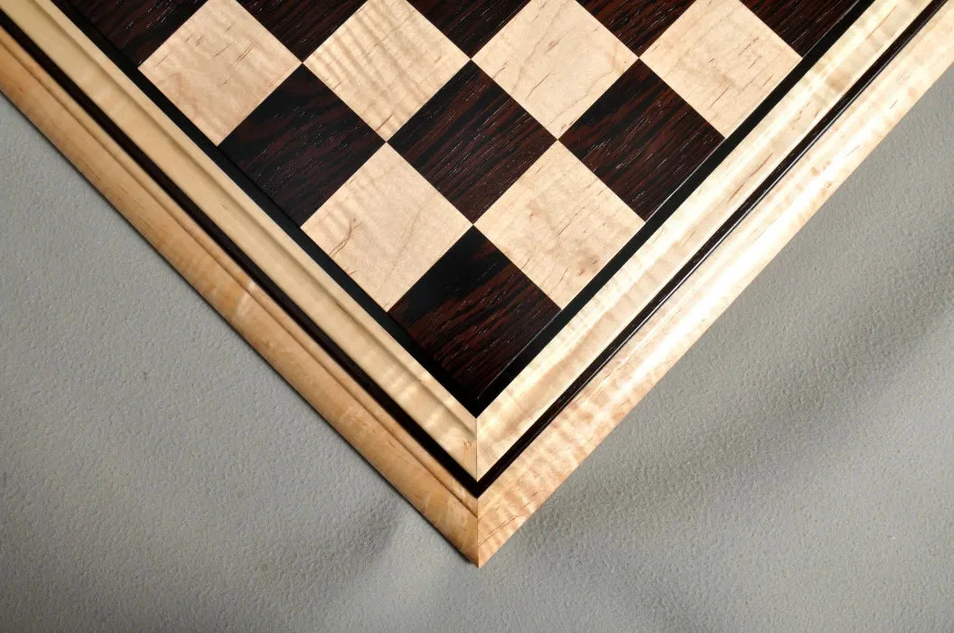 Signature Contemporary II Chess Board - Curly Maple / African Palisander - 2.5" Squares - Image 2