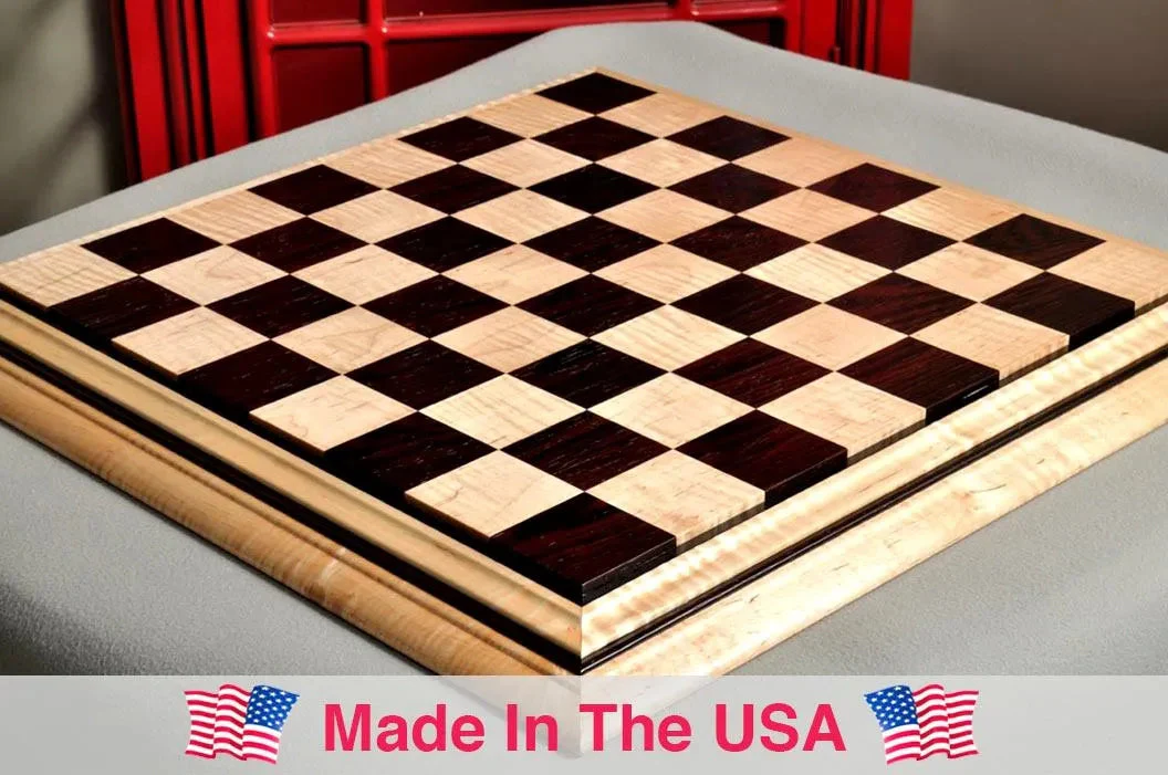 PRE-ORDER - Signature Contemporary II Chess Board - Curly Maple / African Palisander - 2.5" Squares - Image 6