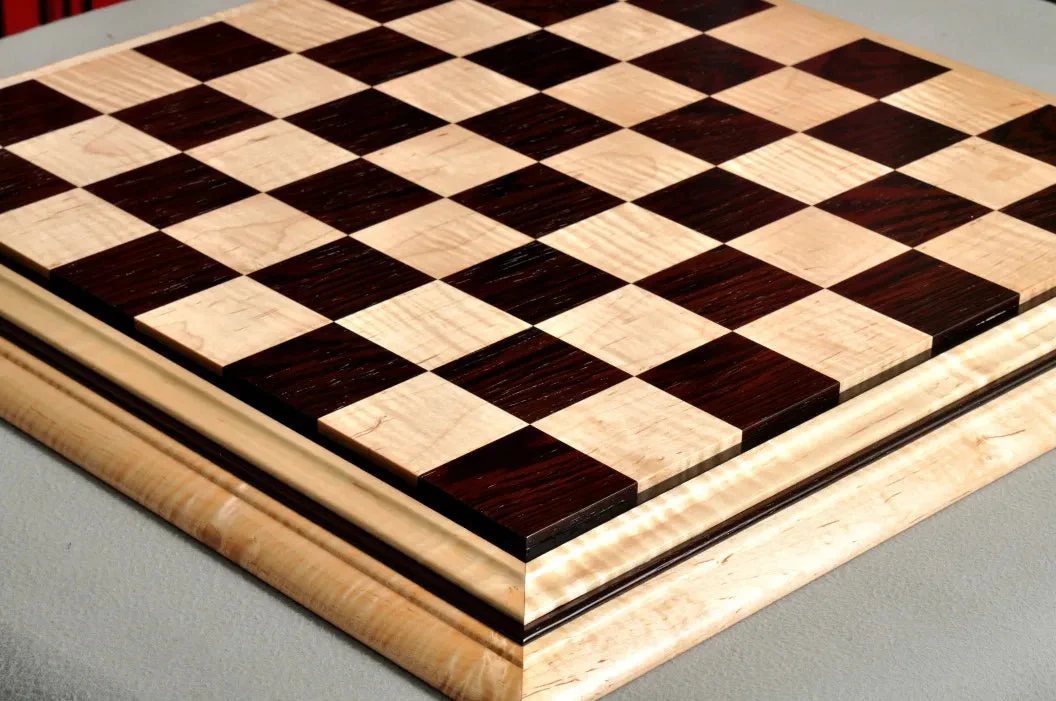 Signature Contemporary II Chess Board - Curly Maple / African Palisander - 2.5" Squares - Image 3