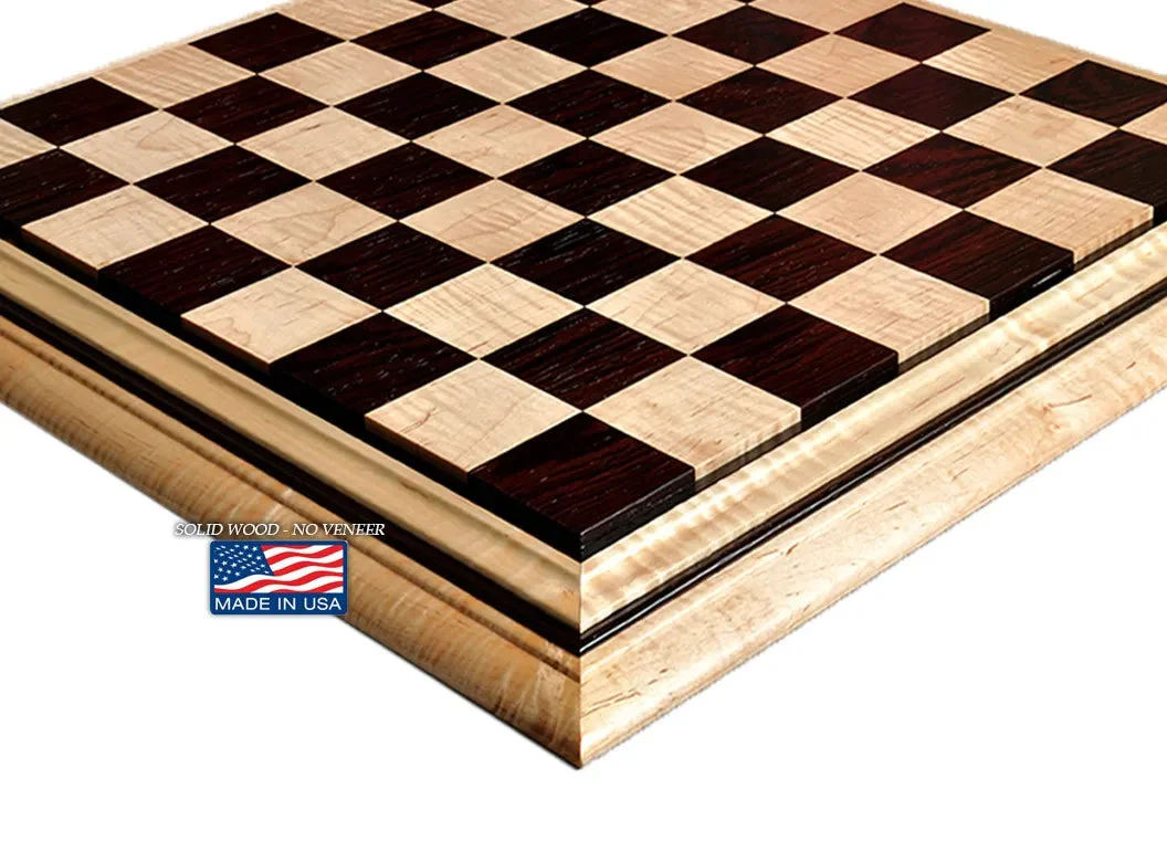 Signature Contemporary II Chess Board - Curly Maple / African Palisander - 2.5" Squares - Image 6