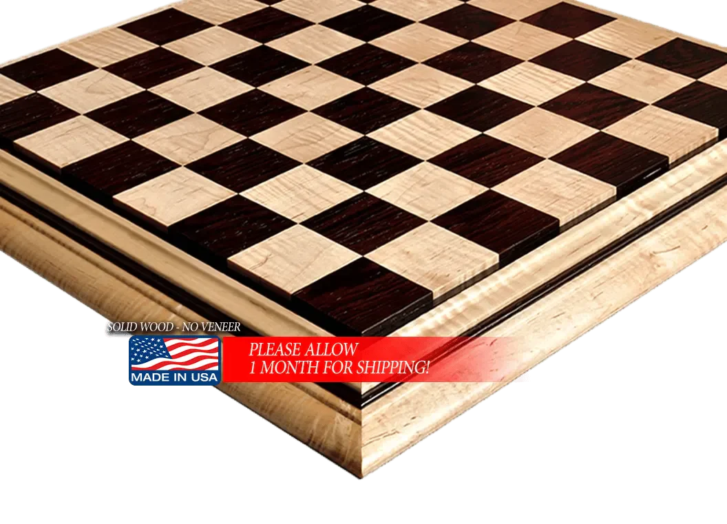 Signature Contemporary II Chess Board - Curly Maple / African Palisander - 2.5" Squares - Image 7