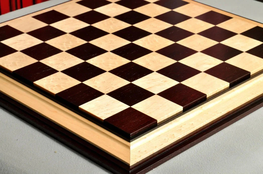 PRE-ORDER - Signature Contemporary III Luxury Chess board - AFRICAN PALISANDER / BIRD'S EYE MAPLE - 2.5" Squares - Image 3