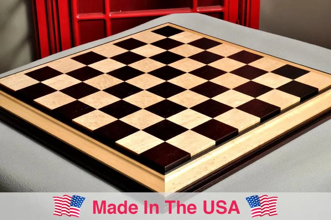 PRE-ORDER - Signature Contemporary III Luxury Chess board - AFRICAN PALISANDER / BIRD'S EYE MAPLE - 2.5" Squares - Image 6