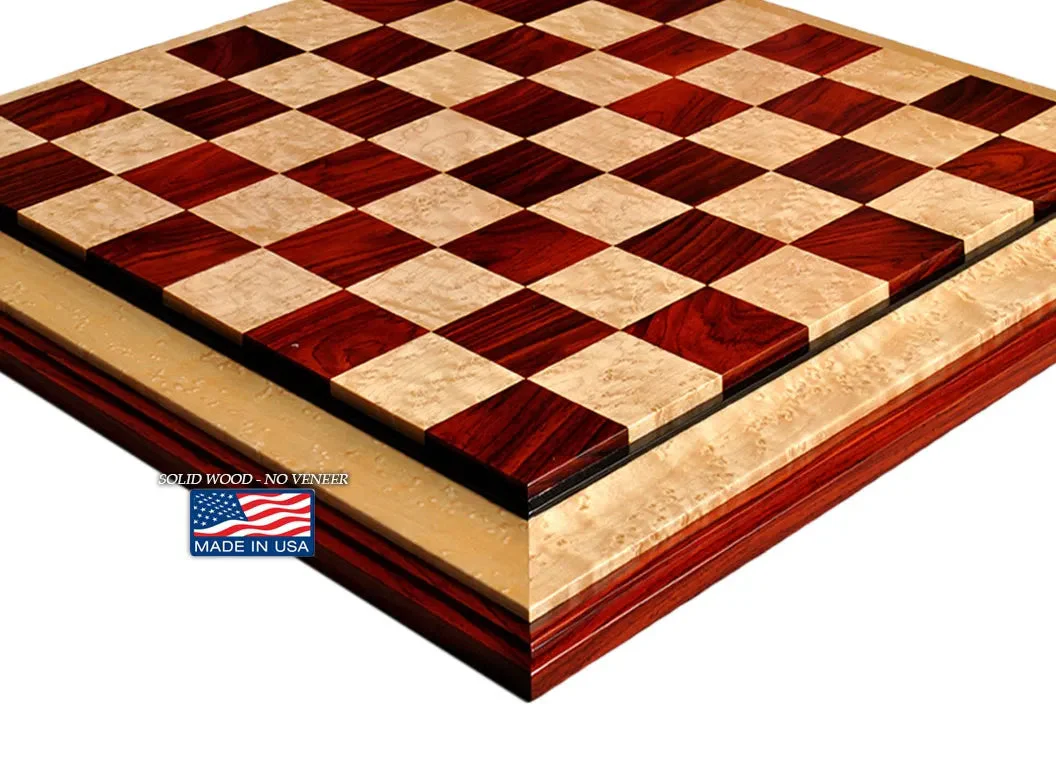 Signature Contemporary III Luxury Chess board - COCOBOLO / BIRD'S EYE MAPLE - 2.5" Squares - Image 6