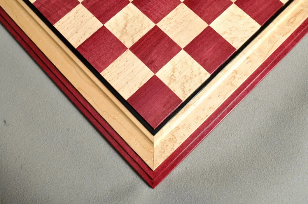 Signature Contemporary III Luxury Chess board - PURPLEHEART / BIRD'S EYE MAPLE - 2.5" Squares - Image 3