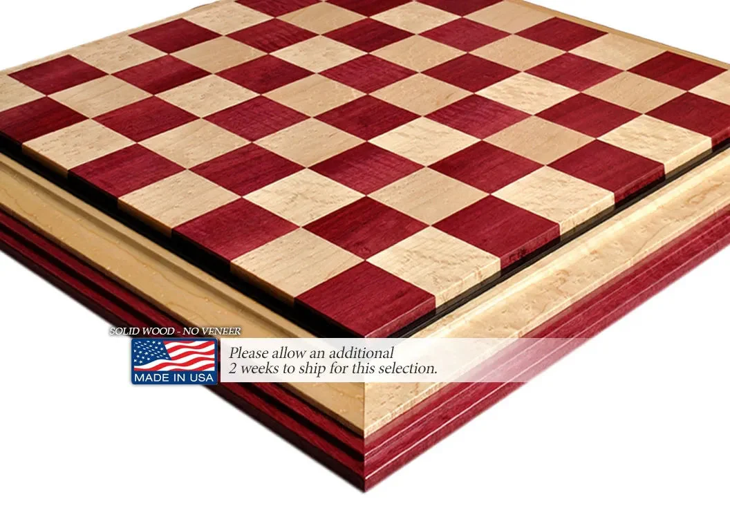 Signature Contemporary III Luxury Chess board - PURPLEHEART / BIRD'S EYE MAPLE - 2.5" Squares - Image 6
