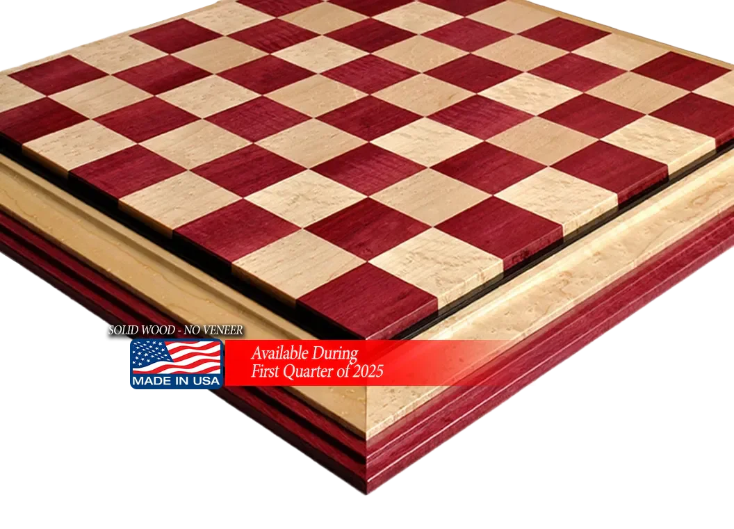 Signature Contemporary III Luxury Chess board - PURPLEHEART / BIRD'S EYE MAPLE - 2.5" Squares - Image 7