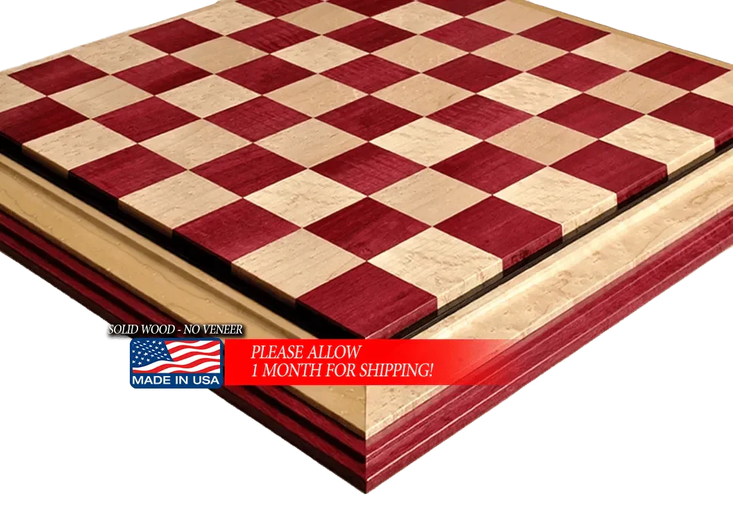 Signature Contemporary III Luxury Chess board - PURPLEHEART / BIRD'S EYE MAPLE - 2.5" Squares - Image 8