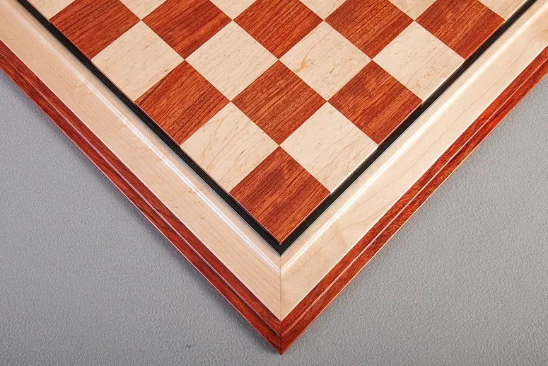Signature Contemporary III Luxury Chess Board - BUBINGA / BIRD'S EYE MAPLE - 2.5" Squares - Image 2
