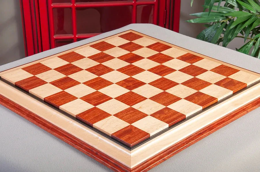 Signature Contemporary III Luxury Chess Board - BUBINGA / BIRD'S EYE MAPLE - 2.5" Squares - Image 3