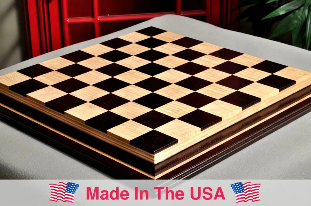PRE-ORDER - Signature Contemporary IV Luxury Chess board - AFRICAN PALISANDER / CURLY MAPLE - 2.5" Squares - Image 6