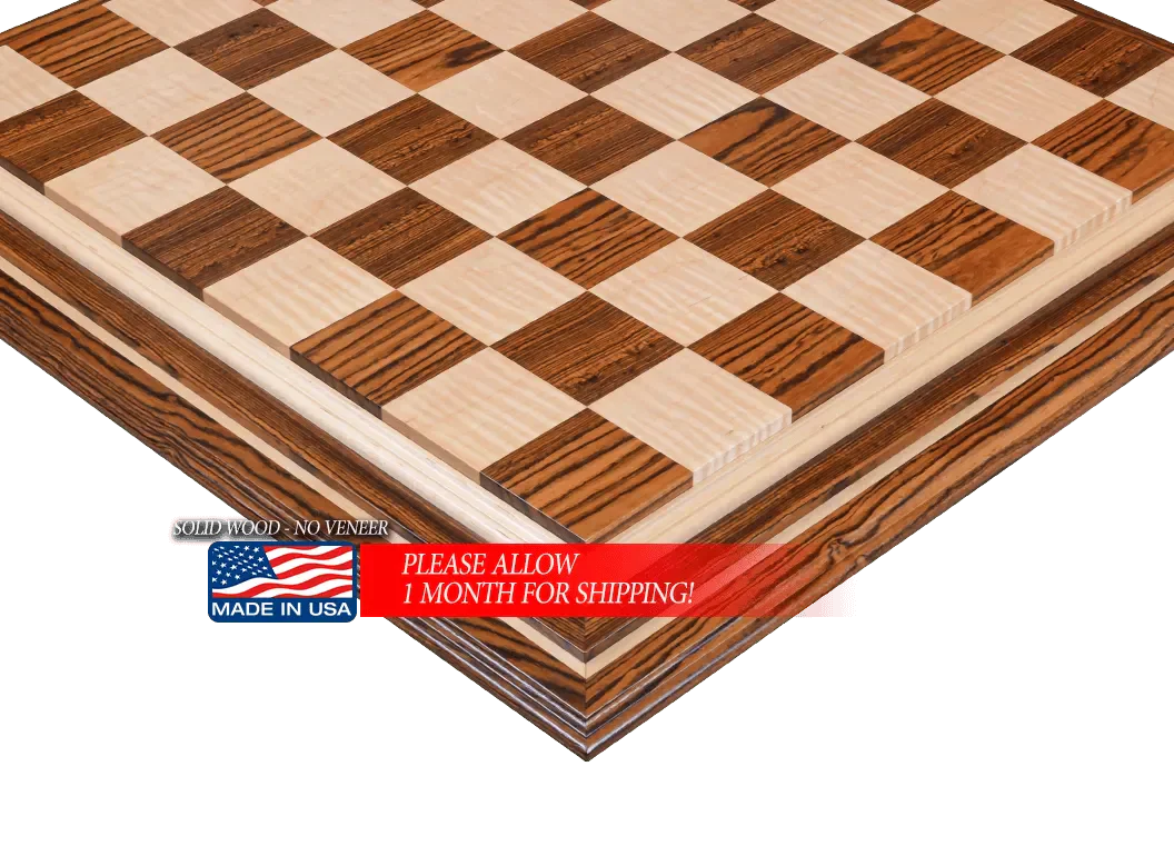 Signature Contemporary IV Luxury Chess board - BOCOTE / CURLY MAPLE - 2.5" Squares - Image 4