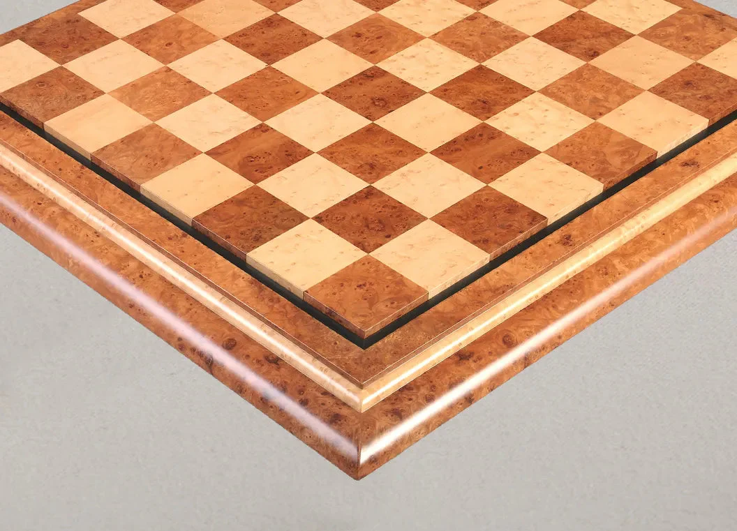 Signature Contemporary V Luxury Chess board - OLMO BURL / BIRD'S EYE MAPLE - 2.5" Squares - Image 2