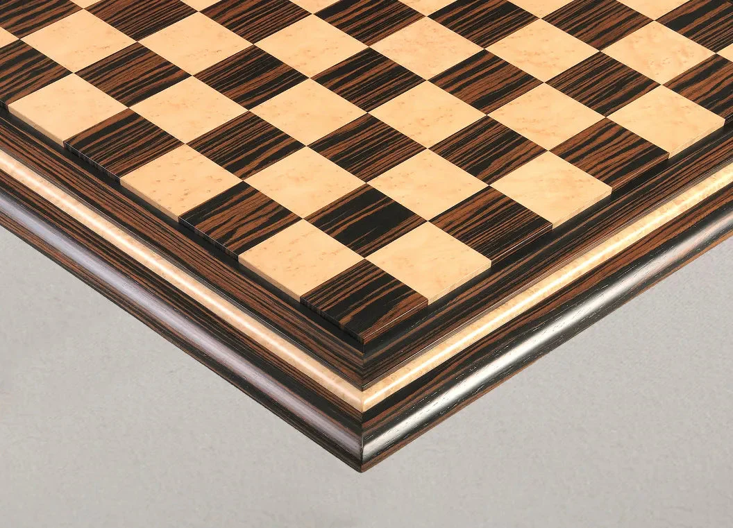 Signature Contemporary V Luxury Chess board - TIGER EBONY  / BIRD'S EYE MAPLE - 2.5" Squares - Image 2