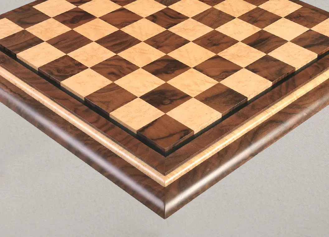 Signature Contemporary V Luxury Chess board - WALNUT BURL / BIRD'S EYE MAPLE - 2.5" Squares - Image 2