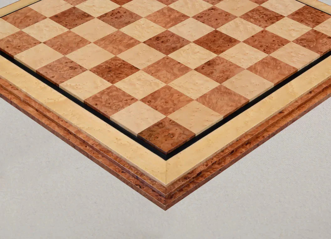Signature Contemporary VI Luxury Chess board - OLMO BURL / BIRD'S EYE MAPLE - 2.5" Squares - Image 2