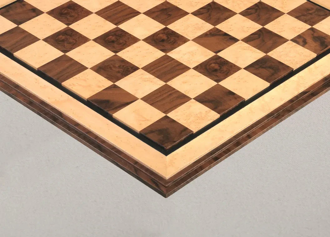 Signature Contemporary VI Luxury Chess board - WALNUT BURL / BIRD'S EYE MAPLE - 2.5" Squares - Image 2
