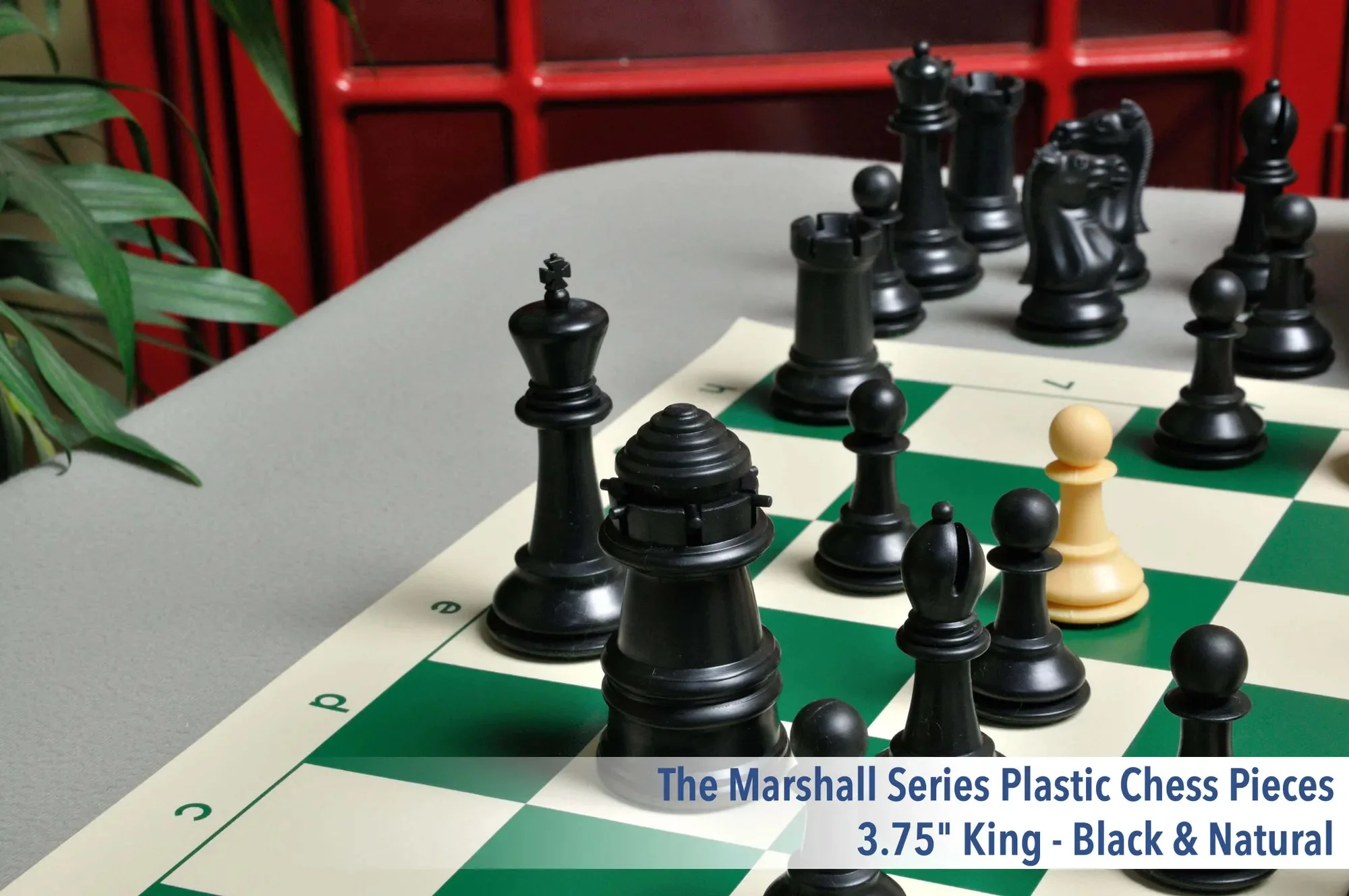 The Marshall Series Plastic Chess Pieces - 3.75" King - Black & Natural - Image 3