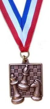 Square Chess Medal on Ribbon - Bronze