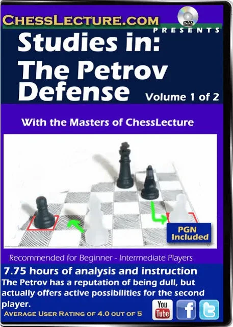 Studies in: The Petrov Defense - 2 DVDs - Chess Lecture - Volume 129