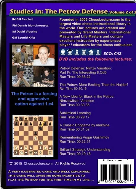 Studies in: The Petrov Defense - 2 DVDs - Chess Lecture - Volume 129 - Image 3