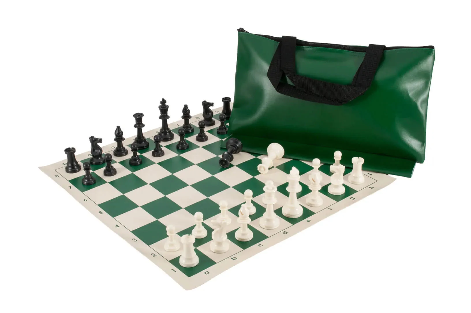 Superior Chess Set Combination - Single Weighted Regulation Pieces | Vinyl Chess Board | Superior Bag