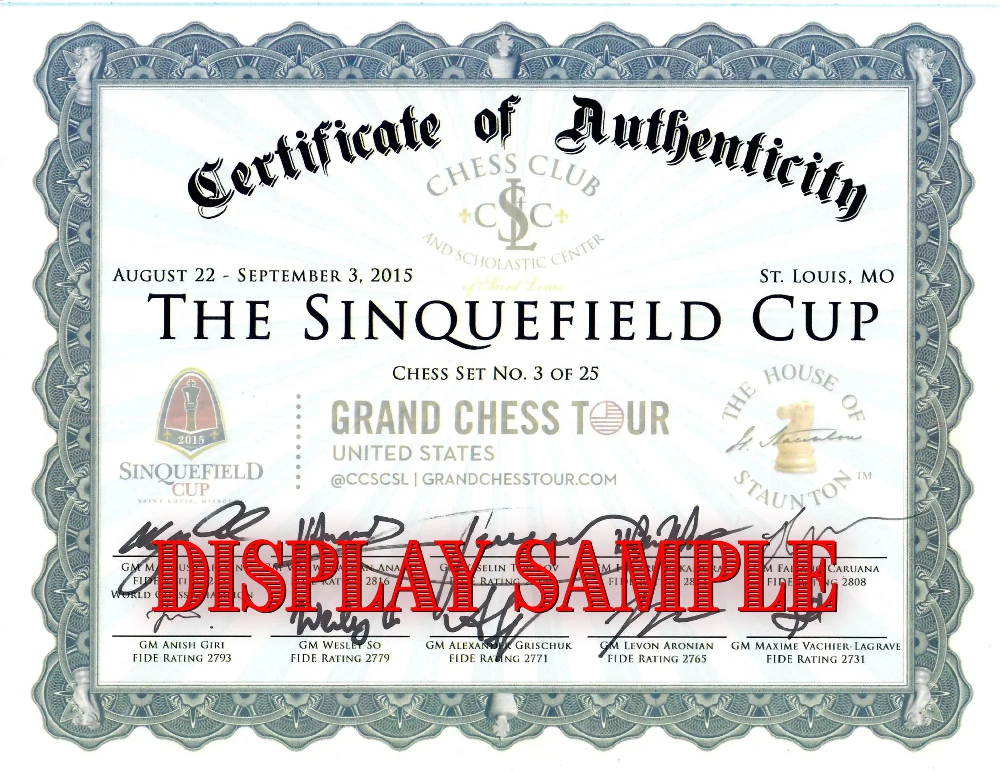 The 2015 Sinquefield Cup Commemorative Edition Series Chess Pieces - 3.8" King - Image 23