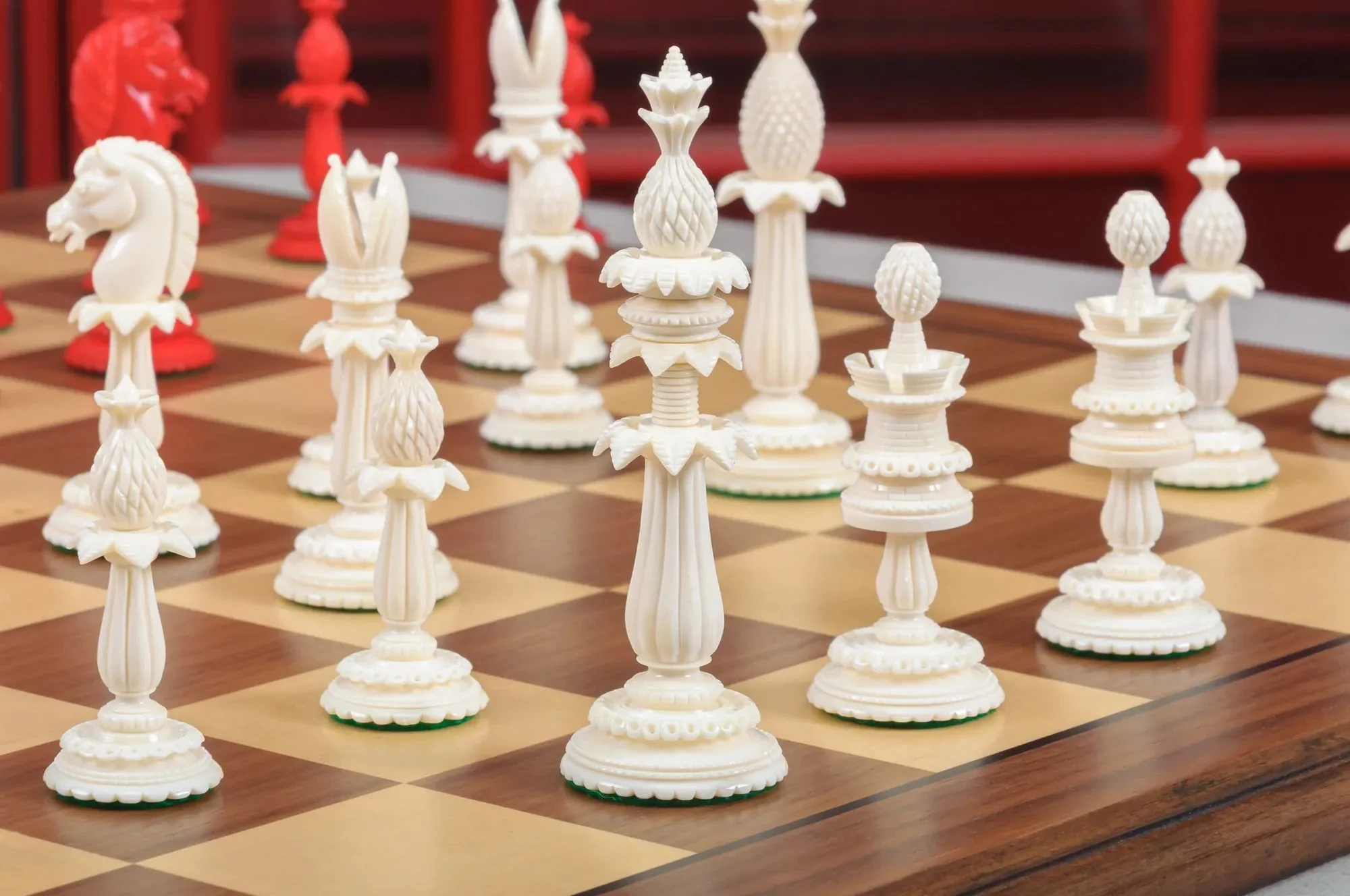 The Lund Anglo-Indian Reproduction Luxury Bone Chess Pieces - 4.75" King - Image 13