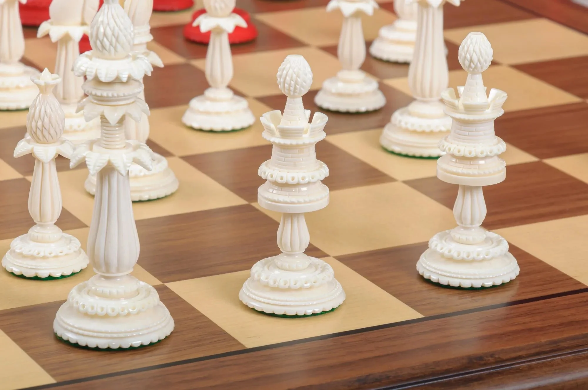 The Lund Anglo-Indian Reproduction Luxury Bone Chess Pieces - 4.75" King - Image 25