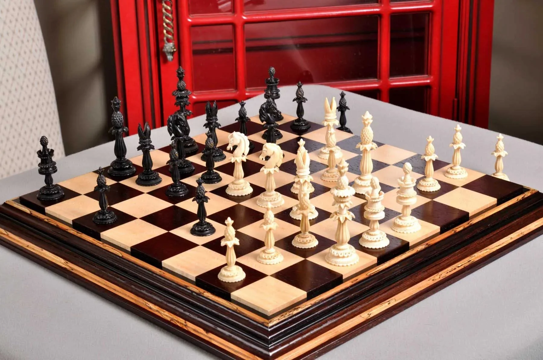 The Lund Anglo-Indian Reproduction Luxury Bone Chess Pieces - 4.75" King - Image 3