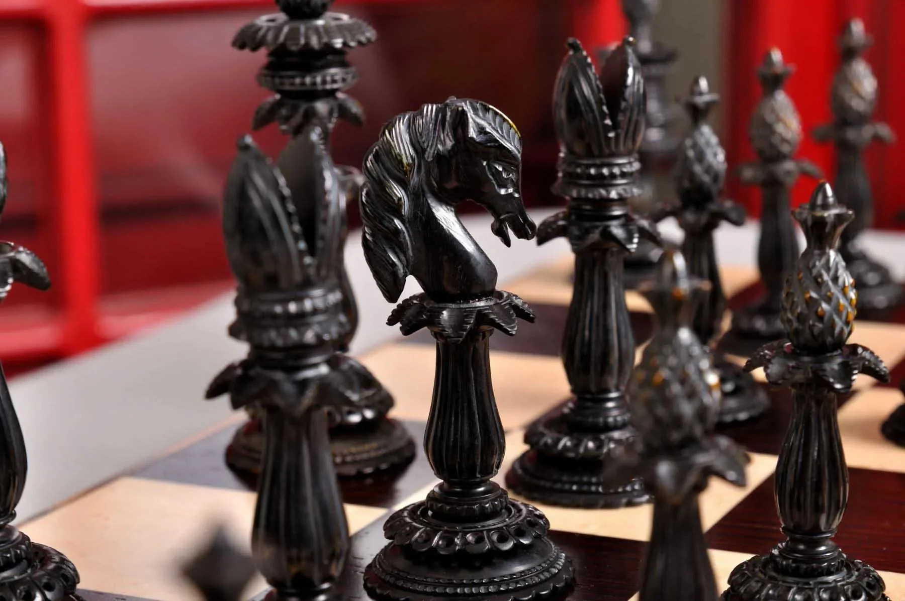 The Lund Anglo-Indian Reproduction Luxury Bone Chess Pieces - 4.75" King - Image 8