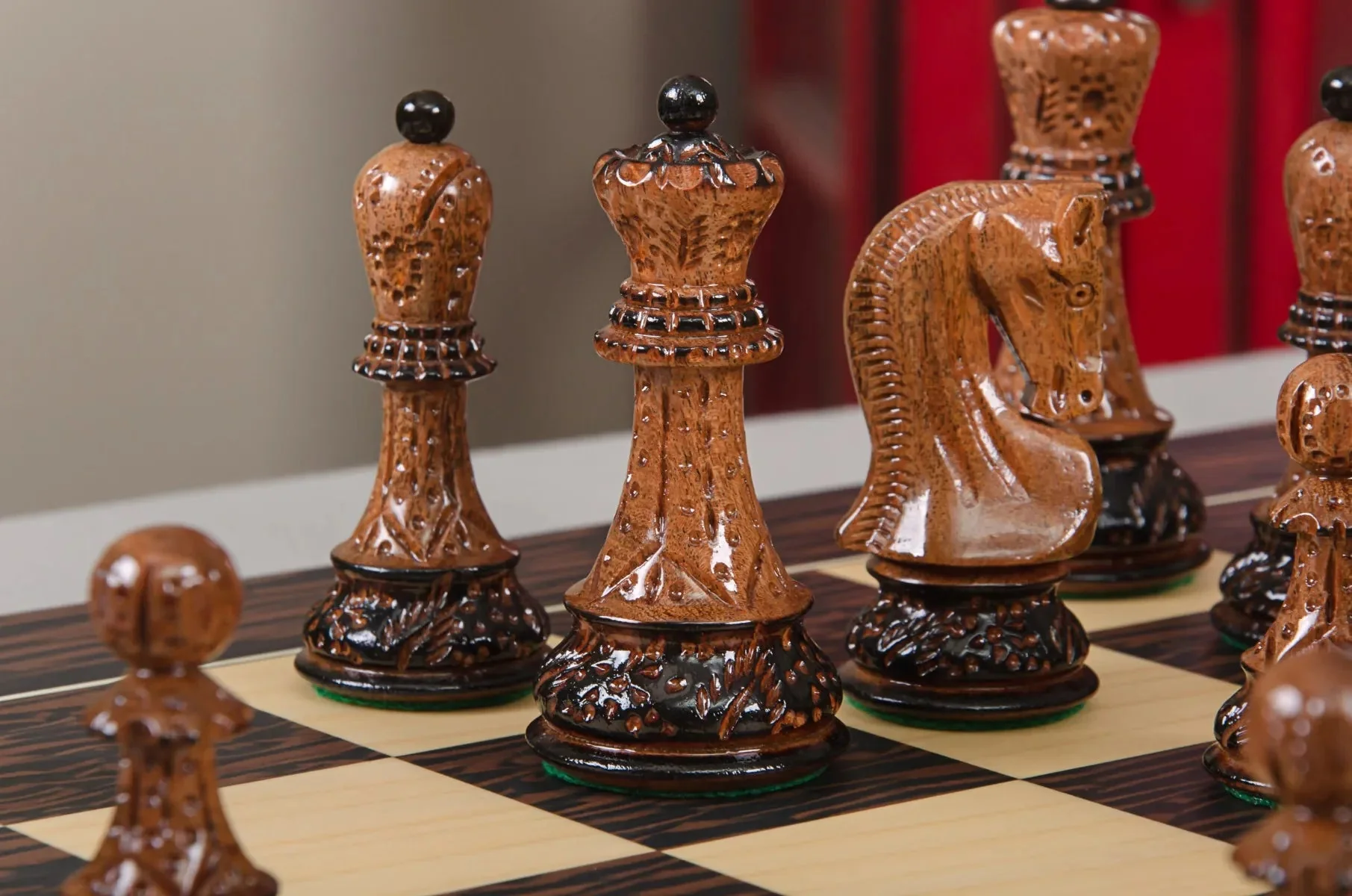 The Burnt Golden Rosewood Zagreb '59 Series Chess Pieces - 3.875" King - Image 13