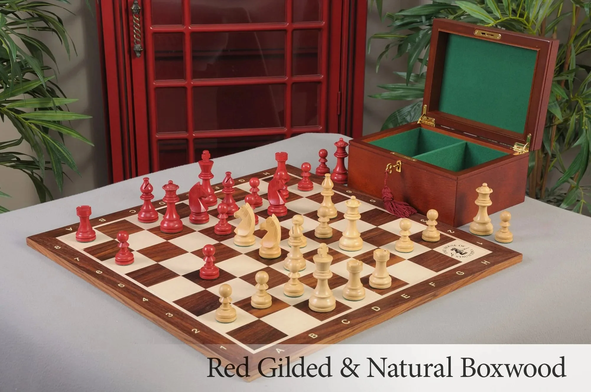 Red Gilded and Natural Boxwood