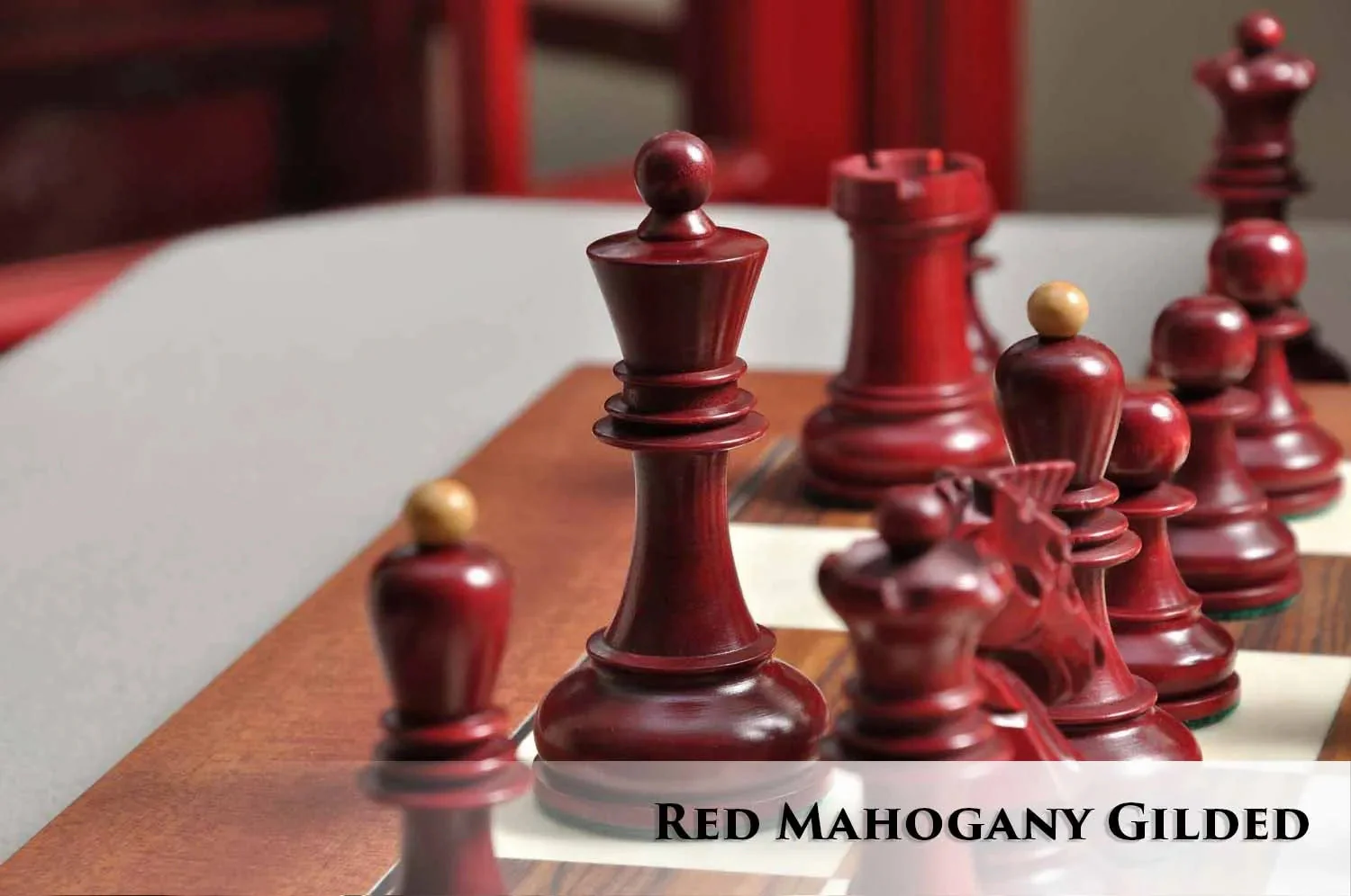 Red Mahogany Gilded and Natural Boxwood