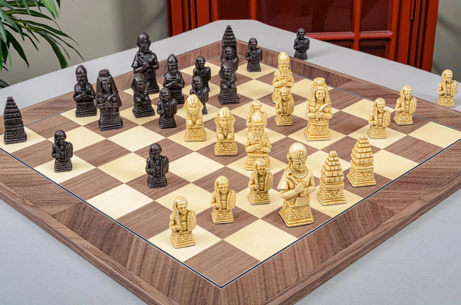 The Egyptian Series Chess Pieces - 3.7" King - Brown and Natural - Image 2