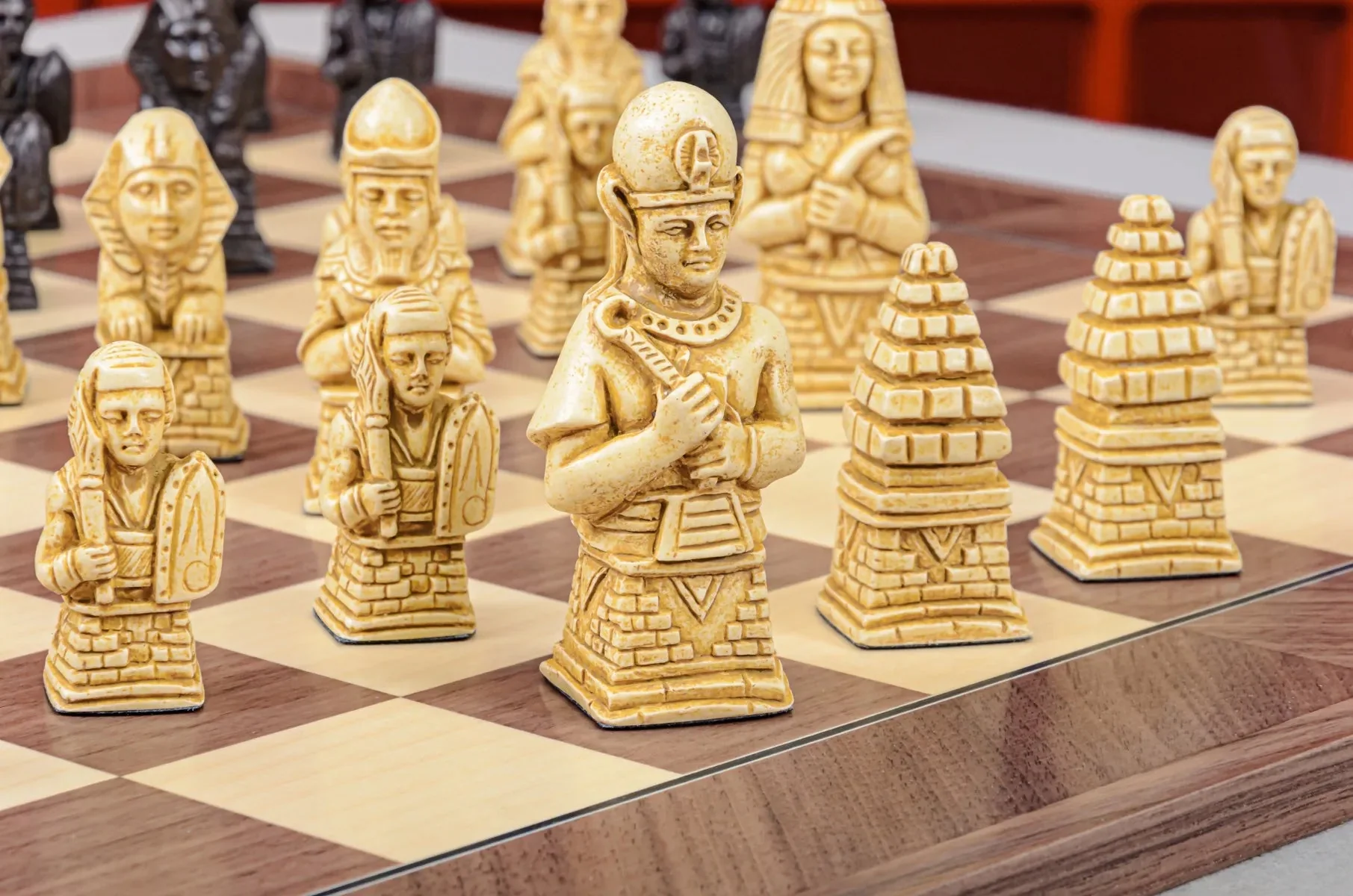 The Egyptian Series Chess Pieces - 3.7" King - Brown and Natural - Image 3
