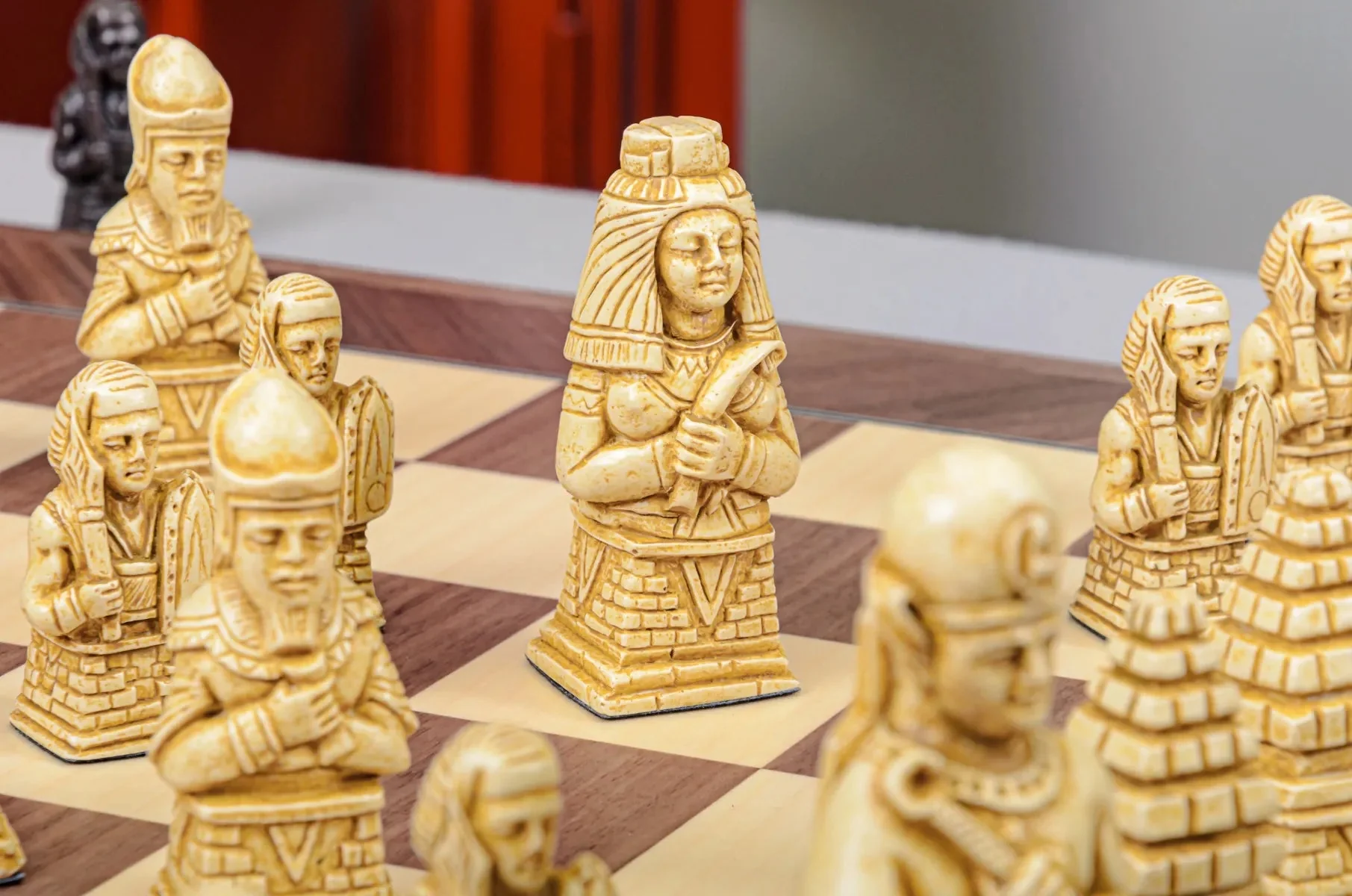 The Egyptian Series Chess Pieces - 3.7" King - Brown and Natural - Image 5