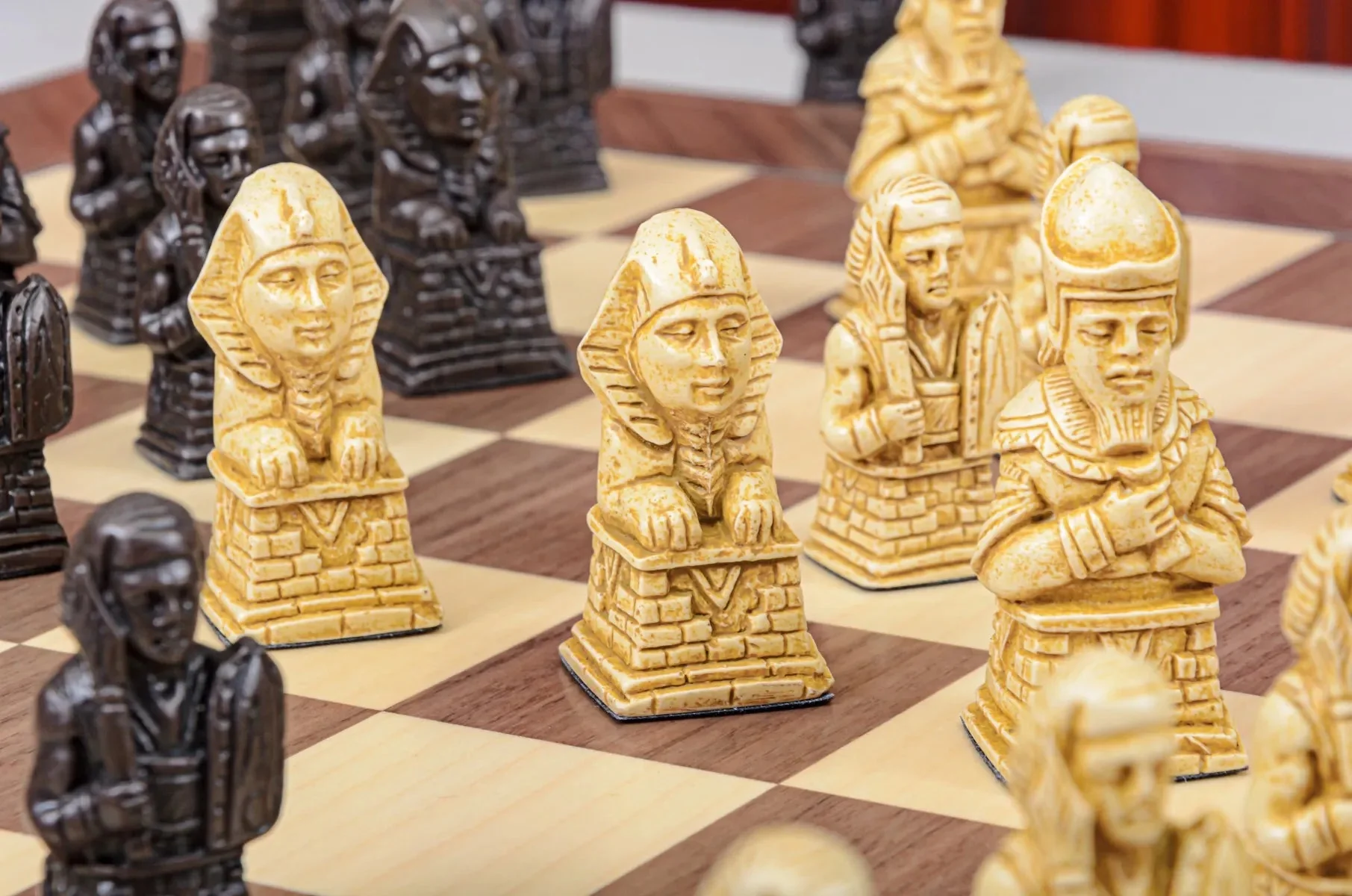 The Egyptian Series Chess Pieces - 3.7" King - Brown and Natural - Image 9