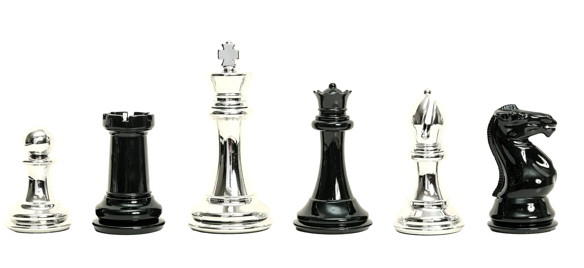 The Fischer Series Chess Pieces - 4.0" King - Black And Silver