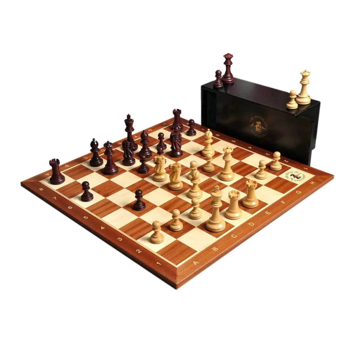 The Gilded Grandmaster Chess Set, Box, & Board Combination - 3.25" King - Purpleheart Gilded & Boxwood - Image 12