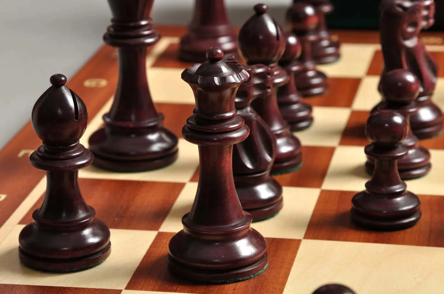 The Gilded Grandmaster Chess Set, Box, & Board Combination - 3.25" King - Purpleheart Gilded & Boxwood - Image 5