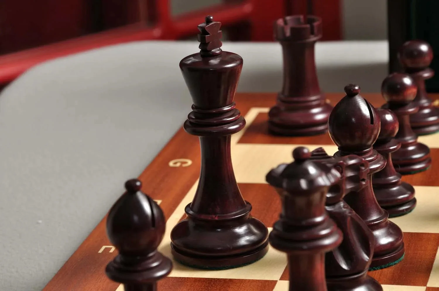 The Gilded Grandmaster Chess Set, Box, & Board Combination - 3.25" King - Purpleheart Gilded & Boxwood - Image 7